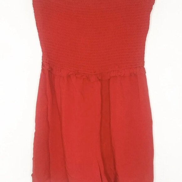 NWT $69 Maison Jules Size L Large Strapless Red Smocked Romper Pockets - Picture 3 of 3
